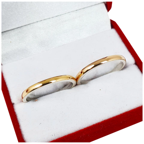 ALIANZAS PLATA 925 Y ORO 18 K ROSE MODELO M2D2R CON GRABADO DE CADA ALIANZA
