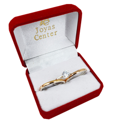 ALIANZAS PLATA 925 Y ORO 18K ROSE MODELO M2D2R CON CINTILLO DE PLATA Y ORO Y GRABADO DE CADA ALIANZA - Joyas Center