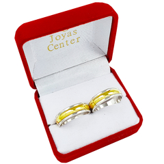 ALIANZAS DE PLATA 925 Y ORO 18K AMARILLO MODELO C5MD3 CON GRABADO DE CADA ALIANZA - comprar online