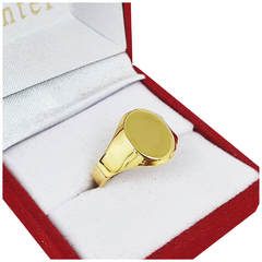 Anillo Sello Oro 18k Oval Grabado C1182