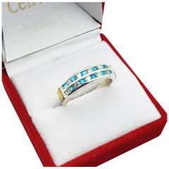 Anillo Cintillo Plata Y Oro 18kts Compromiso -