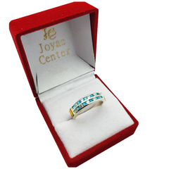 Anillo Cintillo Plata Y Oro 18kts Compromiso - - comprar online