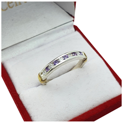 Anillo Cintillo Plata Y Oro 18kts Compromiso -