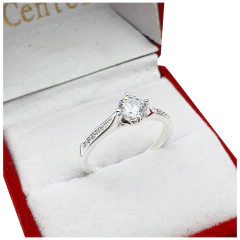 Cintillo De Compromiso Plata 925 Italiano Con Piedras Z13 - - Joyas Center