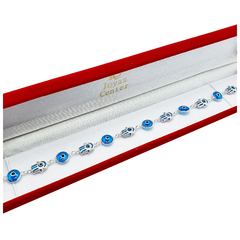 Pulsera De Plata 925 Italiana Importada Con Ojos De Horus y Mano de Fatima - 4,8 Grs - - comprar online