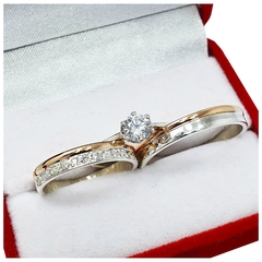 ALIANZAS DE PLATA 925 Y ORO 18K ROSE MODELO 55R CON CINTILLO DE PLATA Y ORO Y GRABADO DE CADA ALIANZA en internet