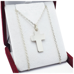 Conjunto De Plata 925 Cruz + Cadena Forcet 60cm CR351 - - comprar online