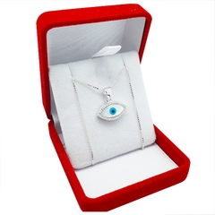 Conjunto Cadena Y Dije Ojo Turco Plata 925 Mujer Amuleto 3,9 Grs - en internet