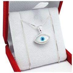 Conjunto Cadena Y Dije Ojo Turco Plata 925 Mujer Amuleto 3,9 Grs - - comprar online