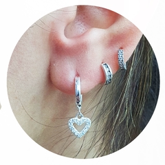 Aros Plata 925 Joyas Argollas Colgante Garantia Corazon 3,4 Gr -