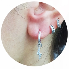 Aros Plata 925 Joyas Argollas Colgante Garantia Rayo 3,4 Gr -