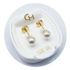 AROS ABRIDORES DE ORO 18KTS MODELO PERLAS SIMIL 5MM - 25.30 #711