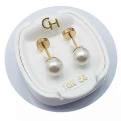 AROS ABRIDORES DE ORO 18KTS MODELO PERLAS SIMIL 6MM - 28.25 #712