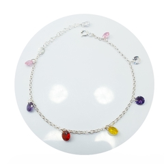 Pulsera Plata 925 Dije Diamante Colores Joyas 2,7gr - en internet