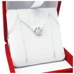 Conjunto Cadena Y Dije Plata 925 Huella Perros Piedras 2.2Grs -