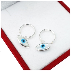 Aros De Plata 925 Ojos Turco 10 Mm Cubanos Argollas Joyas 1 Gr -