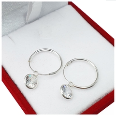 Aros Argolla Plata 925 Cubanos Con Piedra 1,5Grs -
