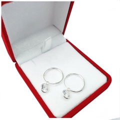 Aros Argolla Plata 925 Cubanos Con Piedra 1,5Grs - - comprar online