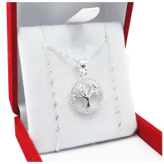 Conjunto De Plata 925 Arbol De La Vida Con Piedras Cubic 3,2 Gr -