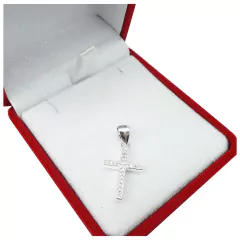 Conjunto De Plata 925 Cruz Con Piedras + Cadena Singapur - 2,5 Grs - - Joyas Center