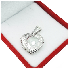 Dije Relicario Corazón Grande Pulido Plata 925 5,6 Gr -