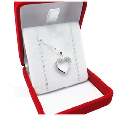 Conjunto Cadena Y Dije Corazón Con Piedras Cubic Pulido 3,2 Grs - - comprar online