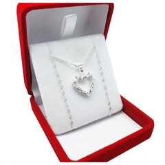 Conjunto Cadena Y Dije Corazón Con Piedras Cubic Pulido 2.6 Grs - - comprar online