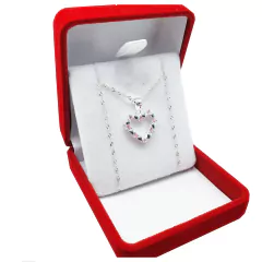 Conjunto Cadena Y Dije Corazón Con Piedras Cubic Rosas 2,6 Grs - - comprar online