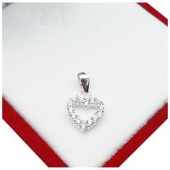 Dije Corazon Plata 925 Mujer Amor Con Piedras Blancas 1,5Gr -