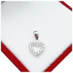 Dije Corazon Plata 925 Mujer Amor Con Piedras Blancas 1,5Gr -