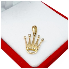 Dije Oro 18 Kts Corona 1,5gr Con Piedras Regalo Rolex