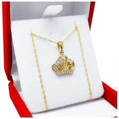 Conjunto Corona Oro 1,9gr 18kts + Cadena 45cm 1 Gr - 2,9Grs