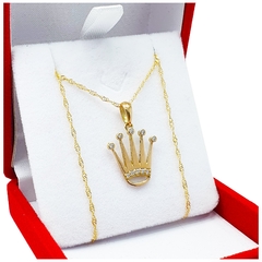 Conjunto Corona Oro 1,5gr 18kts + Cadena 1 Gr 45cm Reina - 2,5 Grs