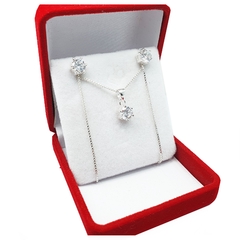 Conjunto Plata 925 Aros Cadena Veneciana Y Dije Con Cubic - 3Grs - - comprar online