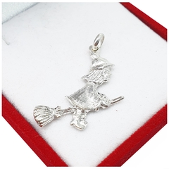 Dije Plata 925 Escoba De Bruja Talisman Contra Mala Energia 2,2Gr -
