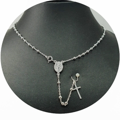 Rosario De Plata 925 Mujer Hombre 3mm Medalla Milagrosa 40cm 7,7Grs - - Joyas Center