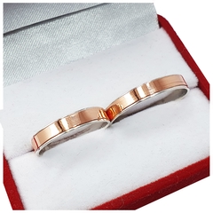 ALIANZAS DE PLATA 925 Y ORO 18K ROSE MODELO C210R CON GRABADO DE CADA ALIANZA