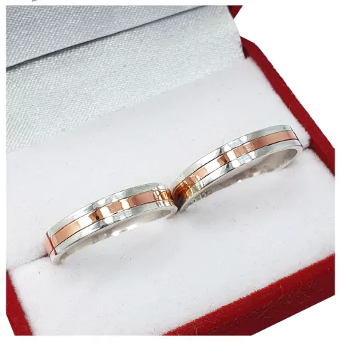 ALIANZAS PLATA 925 Y ORO 18K ROSE MODELO M35 CON GRABADO DE CADA ALIANZA