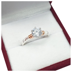 Anillo Cintillo Plata Y Oro 18kts Rose Compromiso Amor Cd10 -