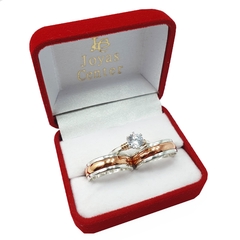 ALIANZAS DE PLATA 925 Y ORO 18K ROSE MODELO C5MD3R CON CINTILLO DE PLATA Y ORO Y GRABADO DE CADA ALIANZA - comprar online