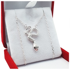 Conjunto Cadena Dije De Serpientes Plata 925 Piedras 4.3Grs -