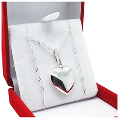 Conjunto Cadena Y Dije Plata 925 Corazón Inflado 5Gr -