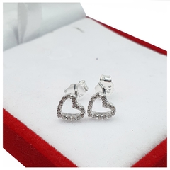 Aros Plata 925 Modelo Corazon Cierre Joyas 1 Grs -