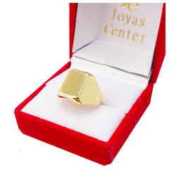 Anillo Sello Oro 18 Cuadrado Encamisado C224 - Joyas Center