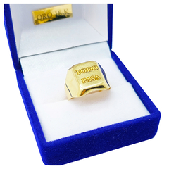 Anillo Sello Oro 18 Cuadrado Encamisado C224 - Joyas Center