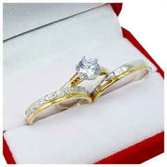 ALIANZAS DE PLATA 925 Y ORO 18K AMARILLO MODELO 55R CON CINTILLO DE PLATA Y ORO Y GRABADO DE CADA ALIANZA