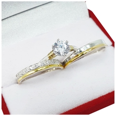 ALIANZAS DE PLATA 925 Y ORO 18K AMARILLO MODELO 55R CON CINTILLO DE PLATA Y ORO Y GRABADO DE CADA ALIANZA - comprar online