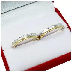 ALIANZAS DE PLATA 925 Y ORO 18K AMARILLA MODELO 55R CON GRABADO DE CADA ALIANZA