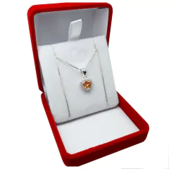 Conjunto Plata 925 Cadena Y Dije Corazón Con Piedras - 2,4 Grs - - comprar online