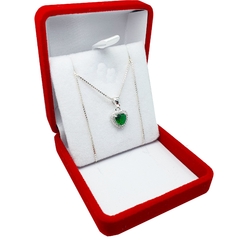 Conjunto Plata 925 Cadena Y Dije Corazón Con Piedras - 2,4 Grs - - comprar online